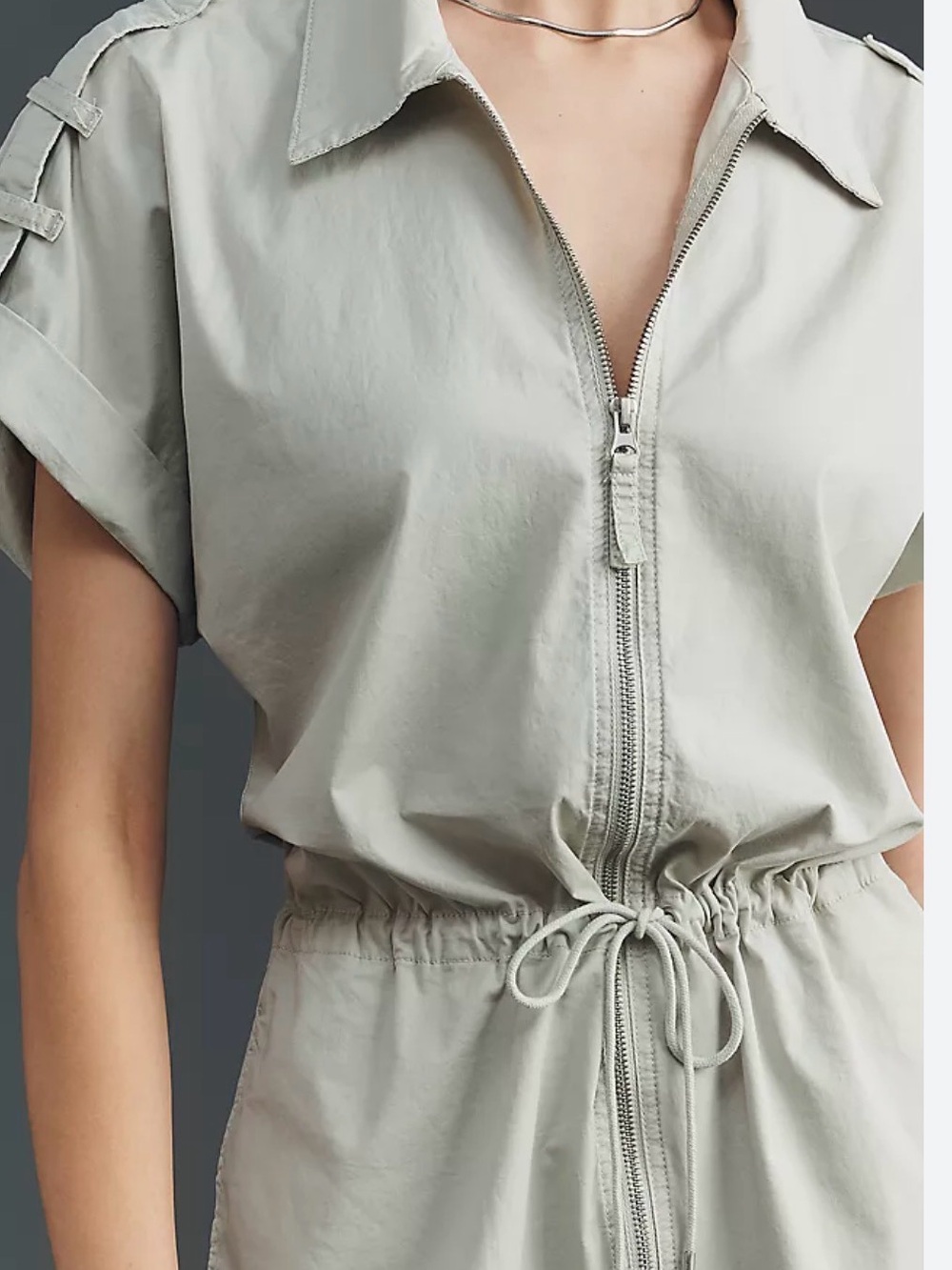 pistola light gray romper with zip-front